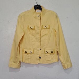 Chicos Military Lace Estelle Jacket in Solid Golden Haze Size 0 or S 4-6 NWT